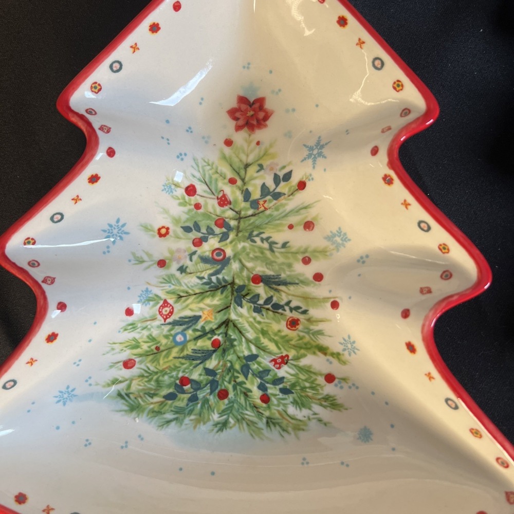 Pioneer Woman Candy Cookie Dish Nesting Set Christmas Tree Holiday Server 2"Deep - Picture 5 of 8